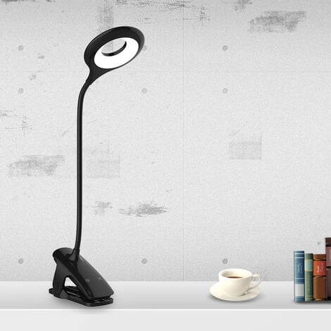 Lampe de Bureau Led Sans Fil, 5 Couleurs & 5 Dimmable Écran Tactile Lampe  de Chevet 360 ° Flexible Cou Led Lampe, Lampe de Lecture Lampe de Lecture  pour Lit, Noir [Classe