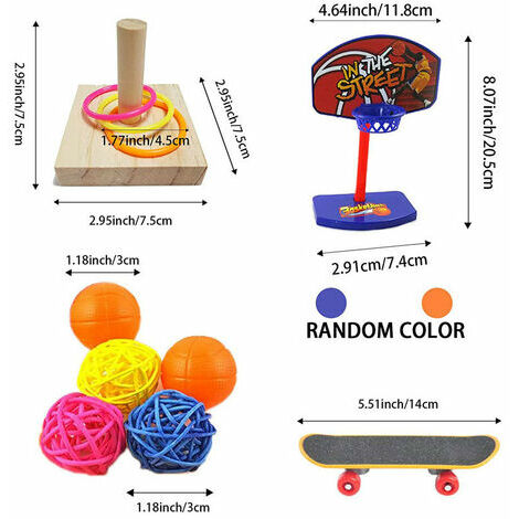 Jouet Perroquet Educatif Perroquet Jouets Ensemble, Perroquet Planche à  roulettes Mini Panier,Mini Chariot, Jouet de Formation Éducative Jouet