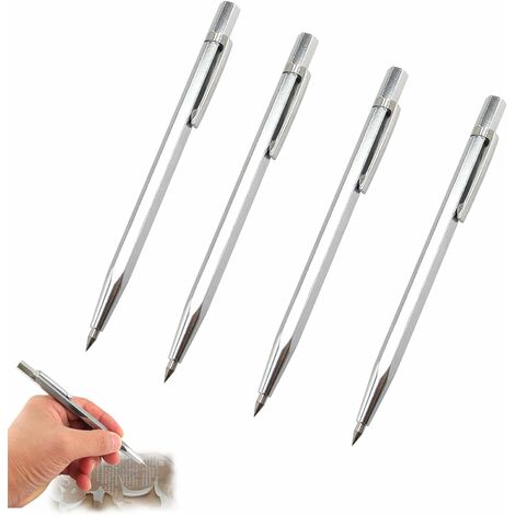 4PCS Stylo Graveur Stylo Portable en Métal Multifonction outil Scribe Stylo  Stylo à Graver Stylo en Alliage Verre Céramique Métal Plastique Argent