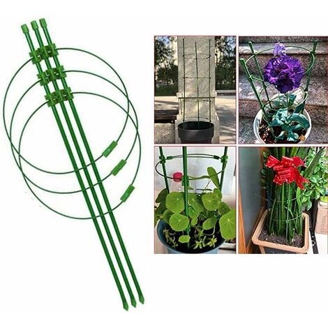 Ensemble de 3 supports pour Plantes Grimpantes avec 3 Anneaux de support  Réglables 45 cm 