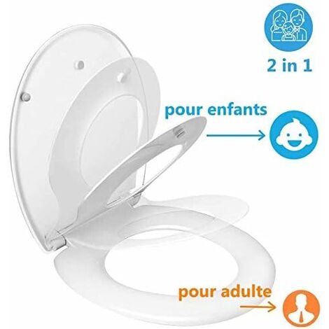 Abattant WC Familial En Forme De D, Lunette De Toilette Avec Siège Pour  Tout-Petit Intégré, Siège De Toilette En Forme De D Pour Adulte Et Enfant,  Avec Frein De Chute Et Magnétique,D