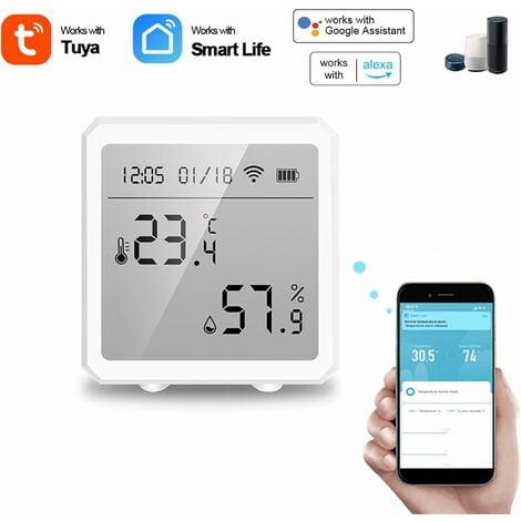 Thermomètre humidité WiFi Intelligent Tuya, Capteur de température et  d'humidité intérieures, Température Humidité de Haute