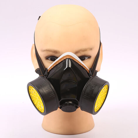 Masque Respiratoire Filtrant Anti-Chimique Masque à Gaz Anti-Pollution  Nocives Vapeur, Masque Cartouche Protection Soupape
