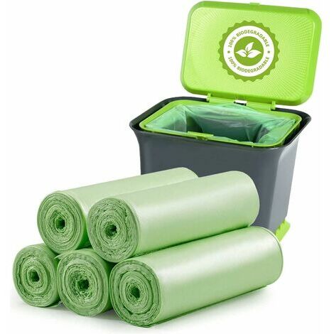 100 sacs poubelles biodégradables, sacs poubelles compostables  biodégradables de 20 litres d'épaisseur pour la nourriture