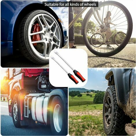  DEDC 3 Pcs Tire Cuillère Levier Kits d'Outils Réparation Moto  Vélo, Kit de Changement de Pneu Professionnel avec 2 Jantes Protecteurs