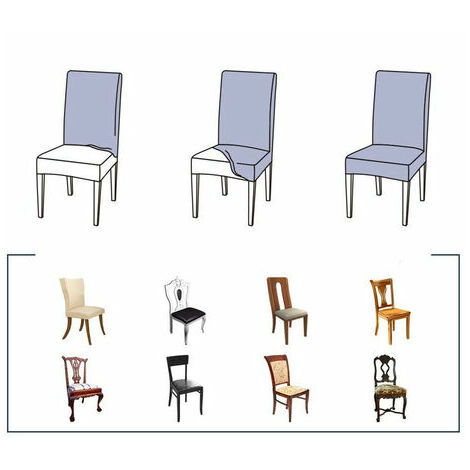 4 housses de siège de chaise amovibles et lavables à haute élasticité (bleu  ciel)