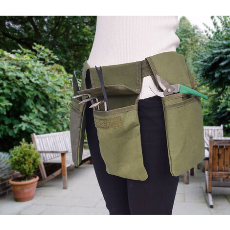 Ceinture à outils de jardin, pochette à outils avec 7 poches, sac à outils  de jardin avec ceinture réglable, ceinture à outils hommes pour la maison,  jardin, restaurant (vert)