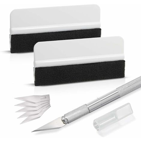 Kit Covering,Outils de Film pour Papier peint,Fenêtre Voiture,Carrelage  Vinyle,Raclette pour Pose Adhesif,avec Squeegee au Silicone,Couteau  Universel et des Lames