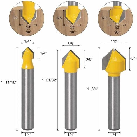 1pc 3D V Type fraise à rainurer mèche de routeur CNC fraises en