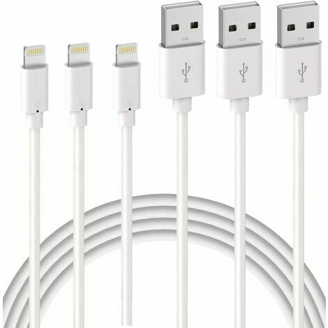 Lot de 3 Câble de Chargeur iPhone 2M【MFI Certifié】 Fil Lightning