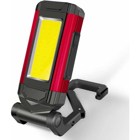 Lampe de Travail LED Rechargeable avec Magnétique Lampe de Torches de LED  2200mAh COB LED 650Lm 3W pour Auto Garage Atelier Camping Bricolage(Red)