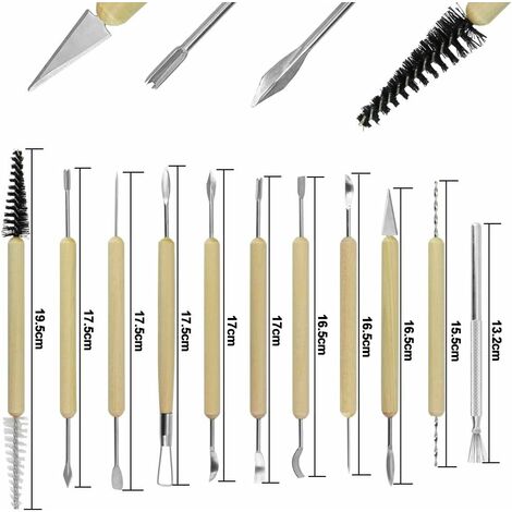 11pcs Outils de poterie, Outils de modélisation Kit d'outils en argile,  Outils de sculpture avec 11 types de spécifications pour débutants,  amateurs ou professionnels Poterie et