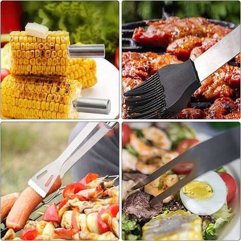 20 pcs Ustensiles Barbecue Kit, Accessoires Barbecue Portables en