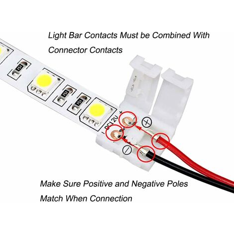 Kit de connecteur LED 2 broches, connecteurs sans soudure, séparateur Jack  DC 2 voies pour 8mm 2pin 2835