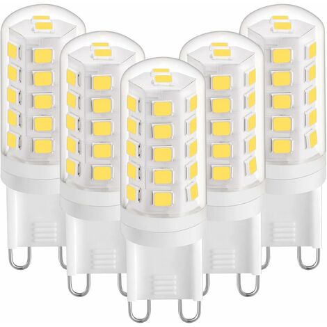 Ampoules LED G9, 5W Equivalent 50W Halogène Lampe, 15.5mm x 51mm Blanc  3000K 500LM Non Dimmable Sans Scintillement AC 85-265V pour Chambre Salon  Cuisine Jardin, Paquet de 5