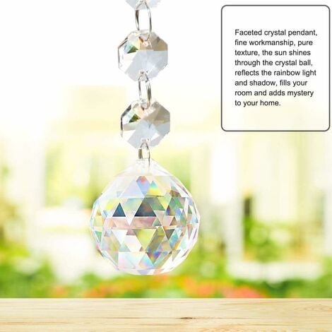 Pendentif prisme en cristal artisanal, chaîne suspendue, perles