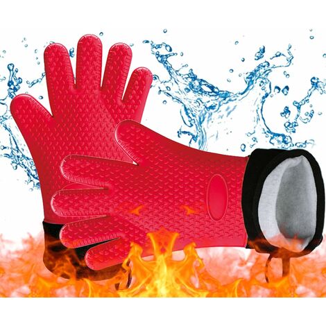 relaxdays 4 paires de gants de cuisine silicone - gants de cuisine - gants  de barbecue