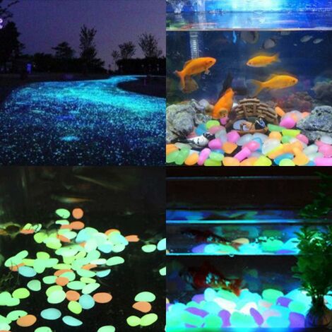 Lot de 100 cailloux lumineux artificielle pierre Brillant Galet Aquarium -  jardin décor