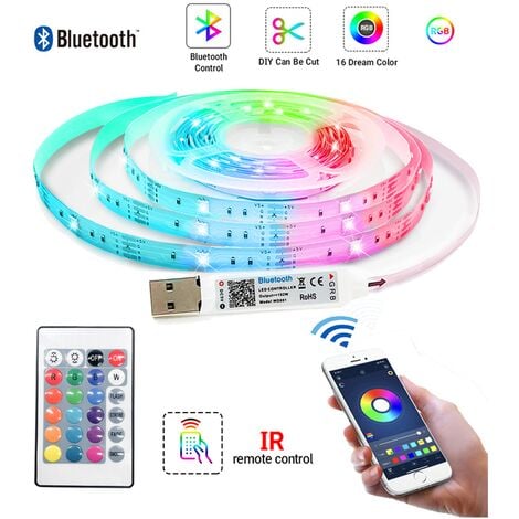 5m Led Bandes lumineuses Bluetooth Wifi Contrôleur Flexible Rgb 5050  Décoration Rétro-éclairage Lampe VeilleUse Chaîne Lumineuse Pour Chambre