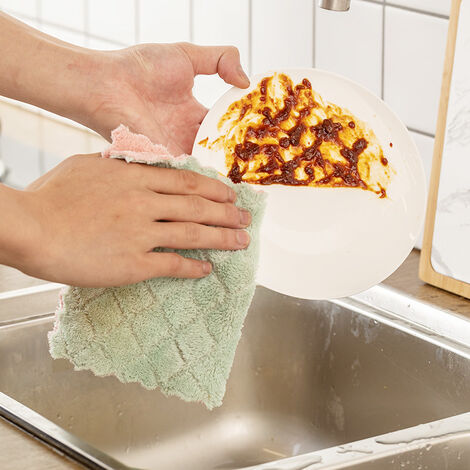 chiffon de nettoyage en microfibre serviette de nettoyage de vaisselle  absorbant outil de nettoyage de cuisine (4 pièces),Serviette en  microfibre