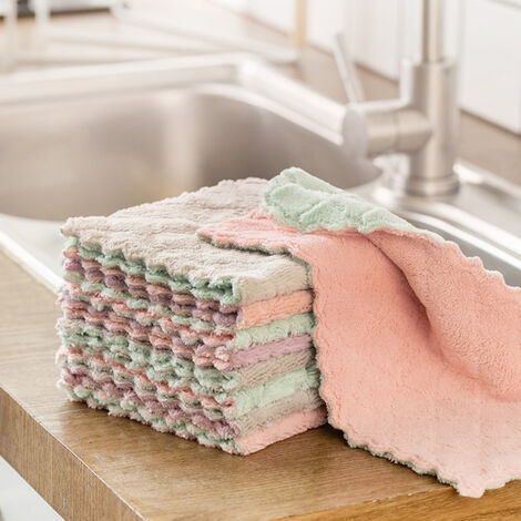 4 pièces torchons chiffons de nettoyage en microfibre doux absorbant non  pelucheux serviettes de cuisine chiffon