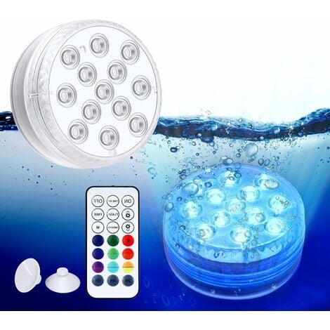 Lumières LED Submersibles 16 Couleurs, Ternel La Lampe LED Submersible  IP68, Lampes de Piscine à Changement