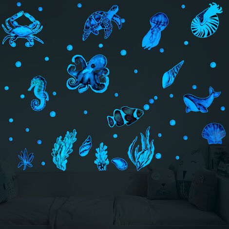 Autocollants muraux décoration de pièce créatures marines bulles