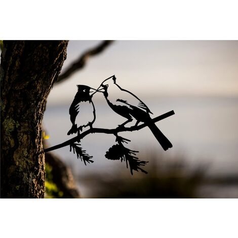 Silhouette en acier d'oiseau en métal, décor d'oiseaux de branche d'acier,  art de figure en métal, décor d'art d'arbre, pour décorations de patio de  jardin extérieur (a)