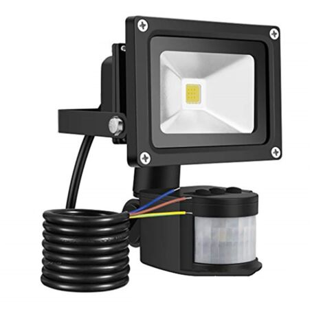 LaBlanc Projecteur LED Noir 18 W avec détecteur de mouvement réglable, projecteur  extérieur LED double tête, étanche IP54, 1200 lm, lumière du jour 6500 K,  parcs, garages et entrées