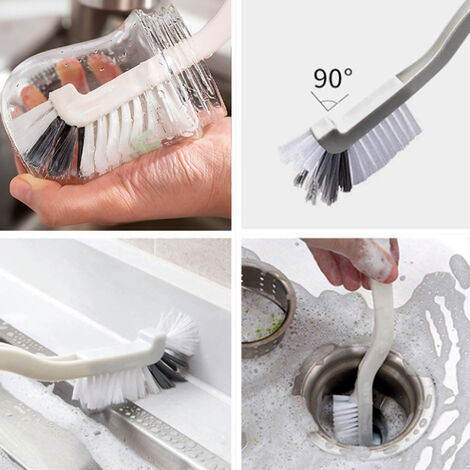 Brosse à vaisselle avec grattoir intégré à tête carrée, nettoyeur de brosse  de cuisine