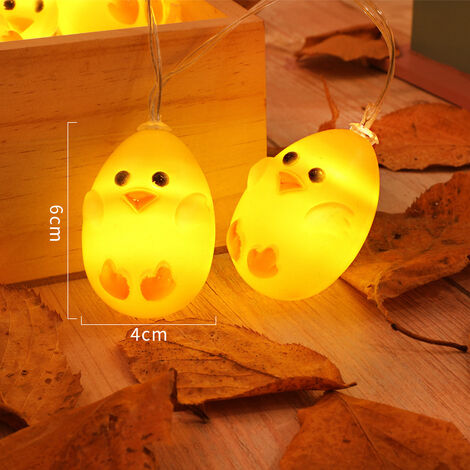 Petite guirlande lumineuse de poulet jaune pour Pâques, lumières de  décoration de poulet animal mignon, à