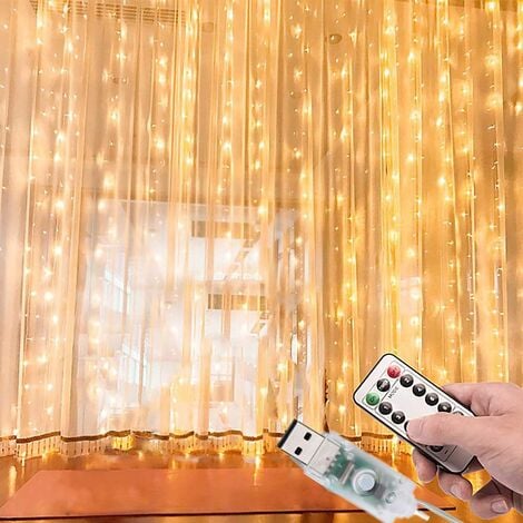 Randaco Guirlande lumineuse LED étoiles décoration fête rideau lumineux  intérieur extérieur étanche