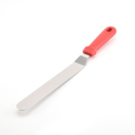 Acier inoxydable, manche en plastique avec trous, spatule crème pour le  corps courbée (rouge)