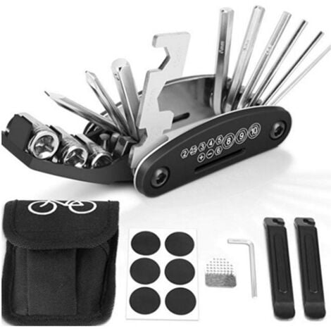Kit de réparation de pneus de vélo, ensemble d'outils de Maintenance vtt,  sac, clé à