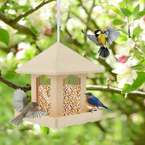 Natural Mangeoire à oiseaux sauvages en bois pour l'extérieur