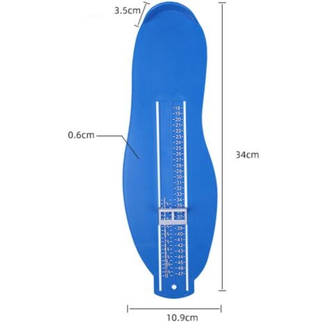 Pedimetre enfants et adultes - Pied dispositif de mesure pour déterminer la  pointure 18 à 47，bleu