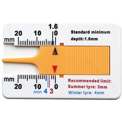 Jauge de Profondeur Outil de Mesure de Bande Roulement de Pneu 0-20 mm,  blanc, une