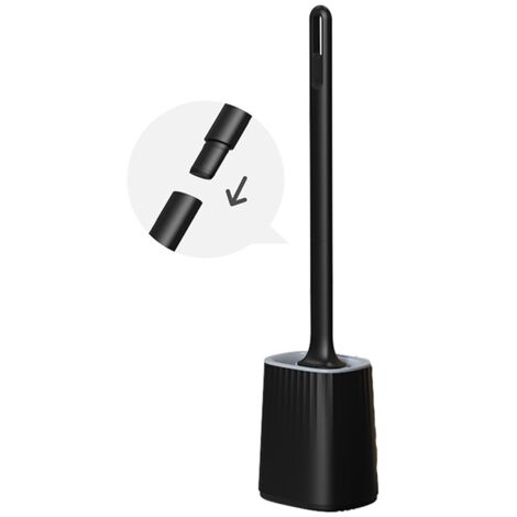 Brosse de Toilette, Brosse WC en Silicone avec Tête de Brosse Multifonction  3 en 1 et Support à séchage Rapide, Balai Toilette WC Murale pour Salle de  Bain (Noir)