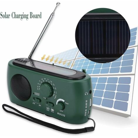 Radio solaire d'urgence portable à manivelle, radio de survie pour camping  en plein air, lampe de poche AM/FM NOAA, lampe de lecture, 5000mAh, 62