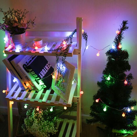 Guirlande lumineuse à bulles de Noël avec 10 ampoules LED transparentes,  fonctionne avec piles, guirlande lumineuse avec arbre de Noël, lumières de  Noël pour décoration de jardin