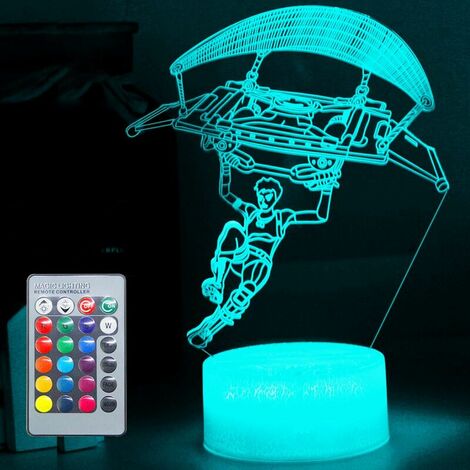 Lampe de chevet LED 3D avec télécommande tactile, luminaire décoratif  d'intérieur, idéal comme cadeau d'anniversaire