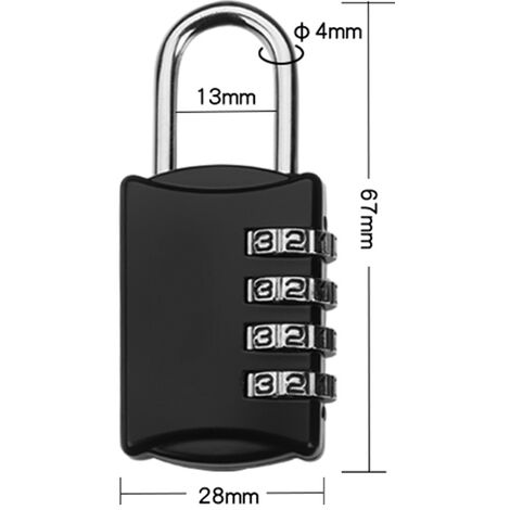 Combinaison de cadenas, cadenas de sécurité à 4 chiffres, [2 pack] serrure  de combinaison pour School Gym Suitcase Bagages