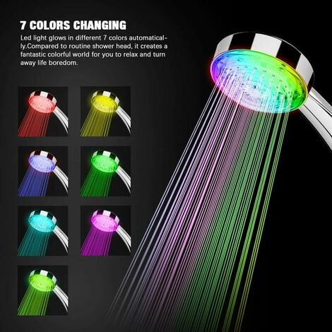 1 Pommeau De Douche Led À 7 Couleurs Changeantes, Pulvérisateur De Douche À  Effet De Pluie Led, Changement De Couleur Automatique, Pomme De Douche À  Économie Deau Pour Salle De Bain, Lumière