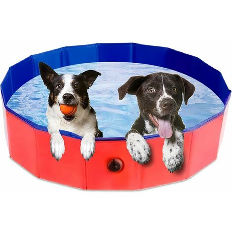 Piscine pliable pour chiens Bleu PVC 120 x 30 cm (Diamètre x H) -QUT