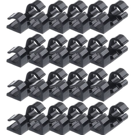 20 pièces FORT Auto-adhésif Câble en plastique Clips Fils-30 10 10mm Noir -  Convient à