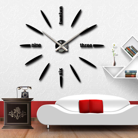 Horloges de cuisine murales grandes horloges murales soldes horloge murale  horloges 3D bricolage acrylique miroir autocollants montre salon aiguille à