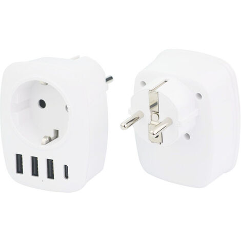 Adaptateur Prise Anglaise UK Angleterre France avec USB et USB-C, Adaptateur  de Voyage, Europe Francais FR 2 Broches vers GB 3[50]