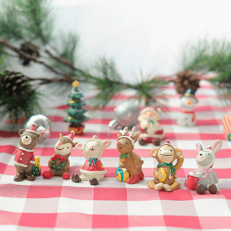 Kit de décoration miniature de Noël Mini figurines de style de Noël Père  Noël Sapin de Noël Dessin animé mignon Décorations de Noël pour la maison  Décorations de fête de jardin Décorations