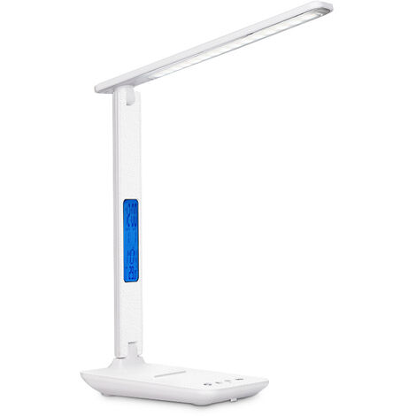 Lampe de table LED - Lampe de bureau multifonction heure réveil calendrier  température - Lumière réglable et port