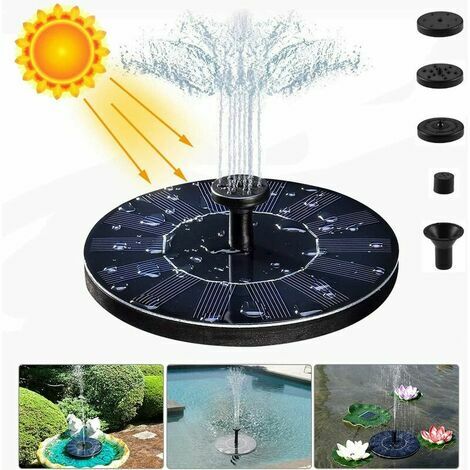 Fontaine Solaire Extérieur 1.5W, Pompe à Eau Solaire, Pompe Bassin Solaire  avec Batterie et 4 Buses, Fontaine Solaire Pompe, Mini Fontaine Flottante  pour Fontaines D'Étang Jardin Décoratives